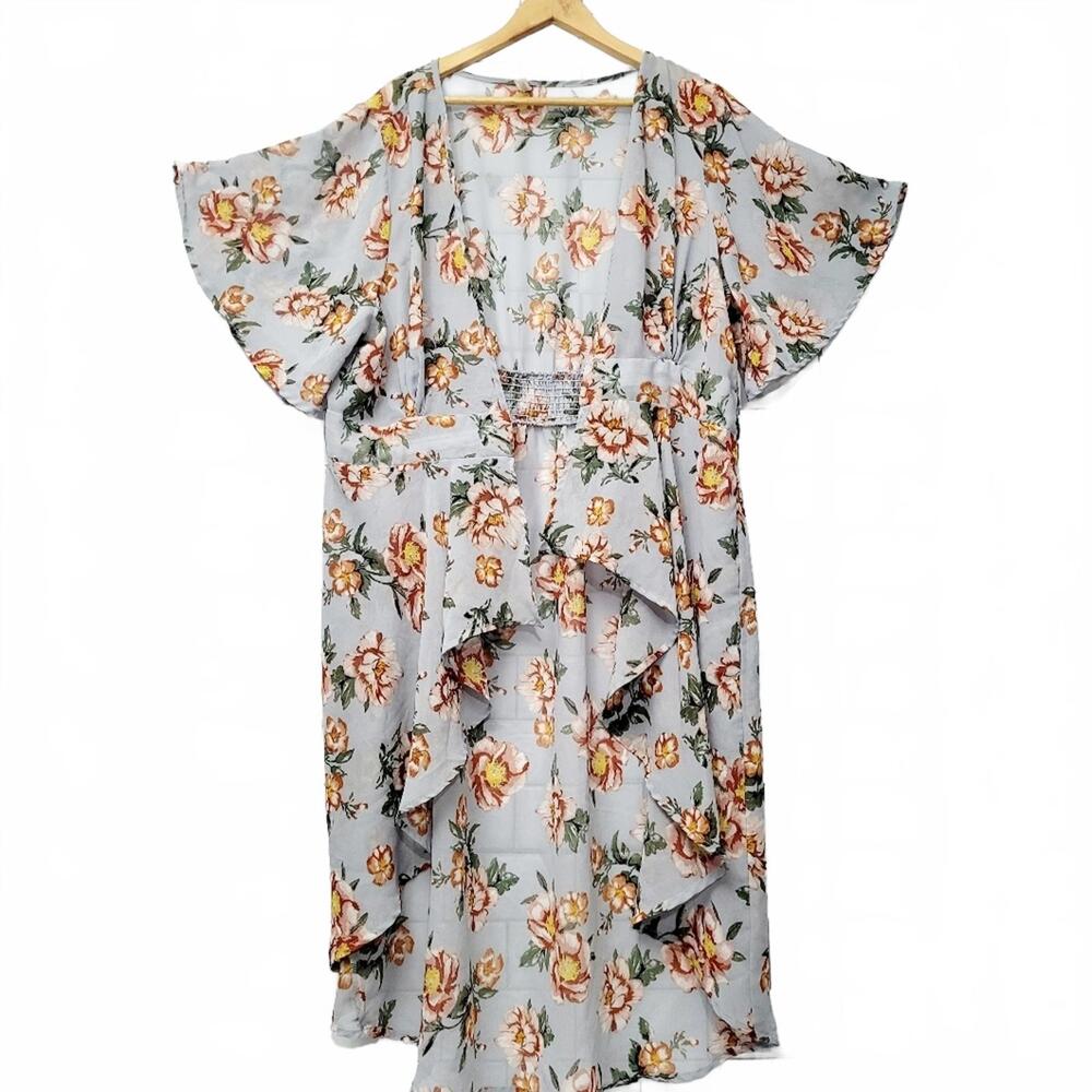 LIVE 4 TRUTH Women's Lightweight Floral Duster Kimono Butterfly Sleeve Waterfall